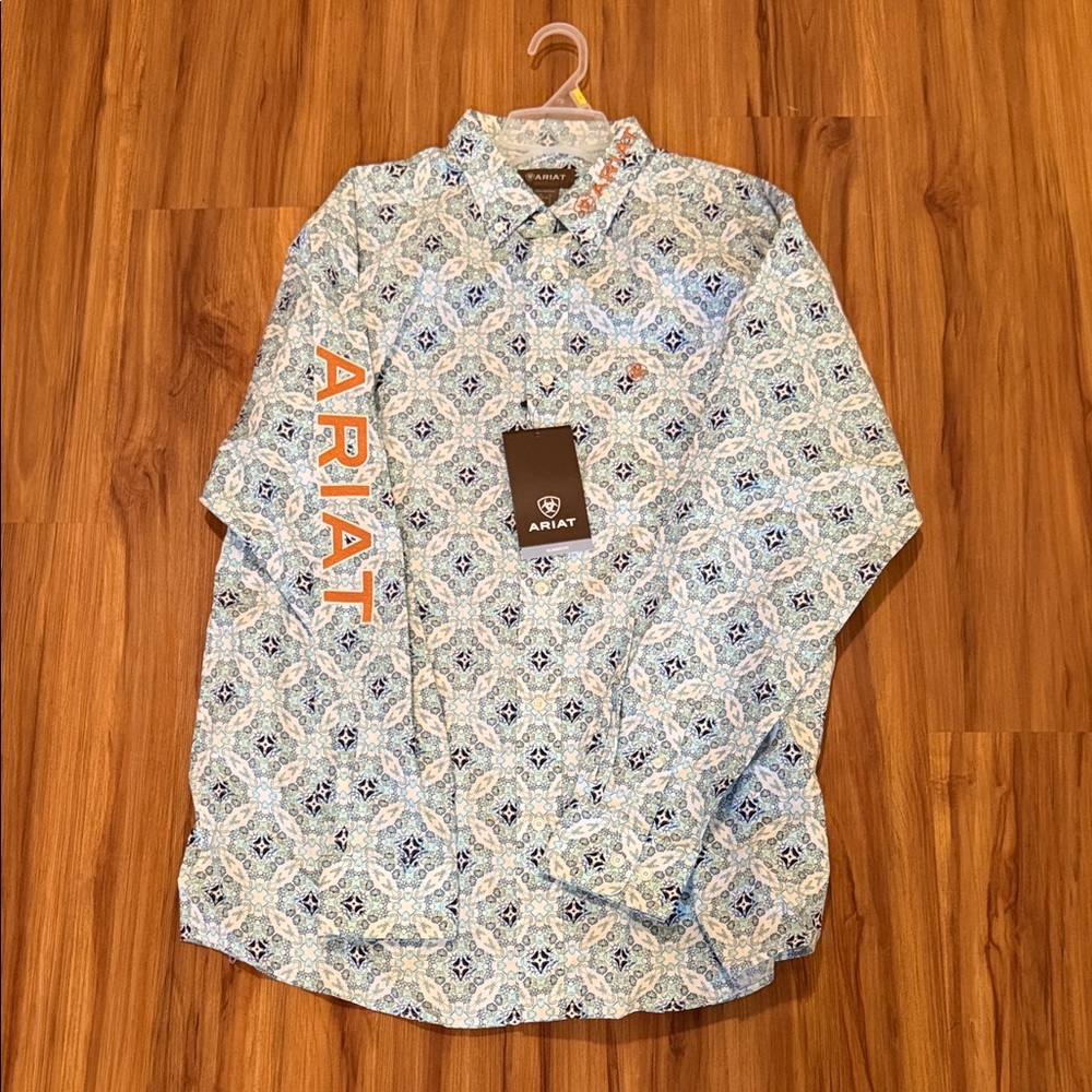 Ariat Men's Light Blue Geometric Shirt